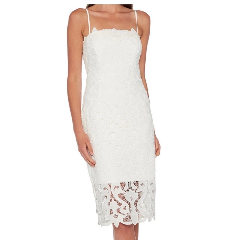 Bardot White Lace Midi Dress